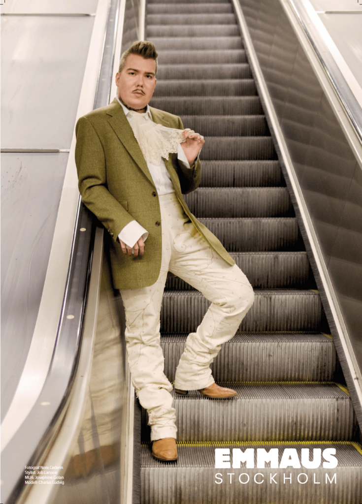Image showing a person standing in an escalator.