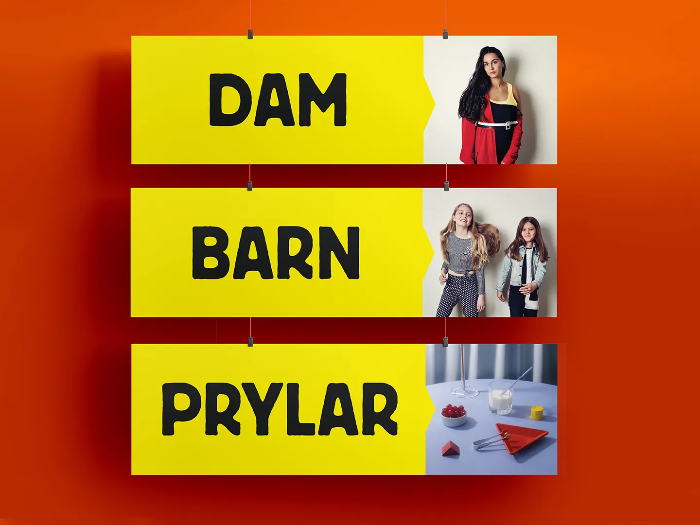 Retail signage in yellow and black for Artikel 2 the titles 