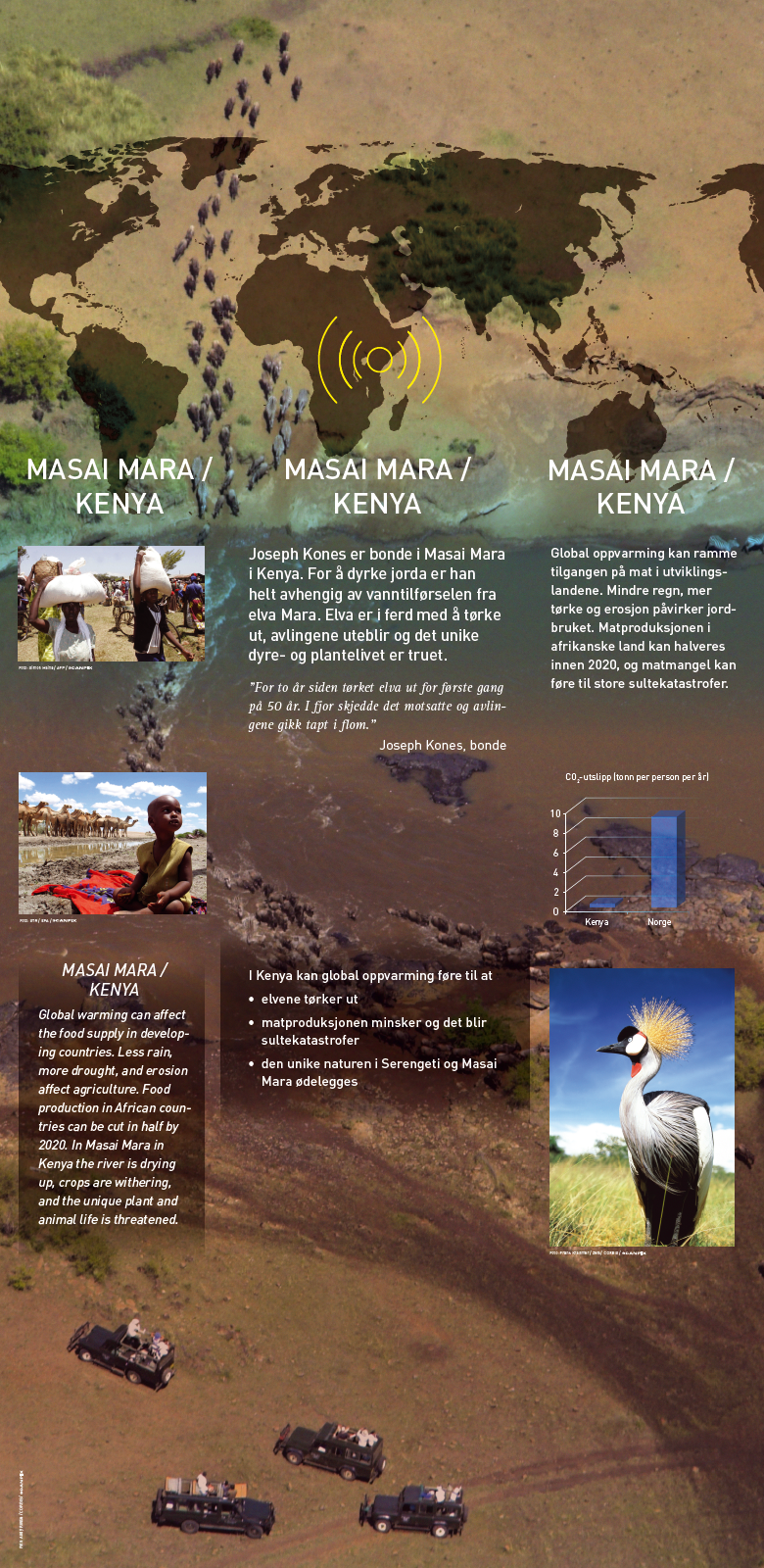 A close up of the infographics about Kenya, covering a round pillar
